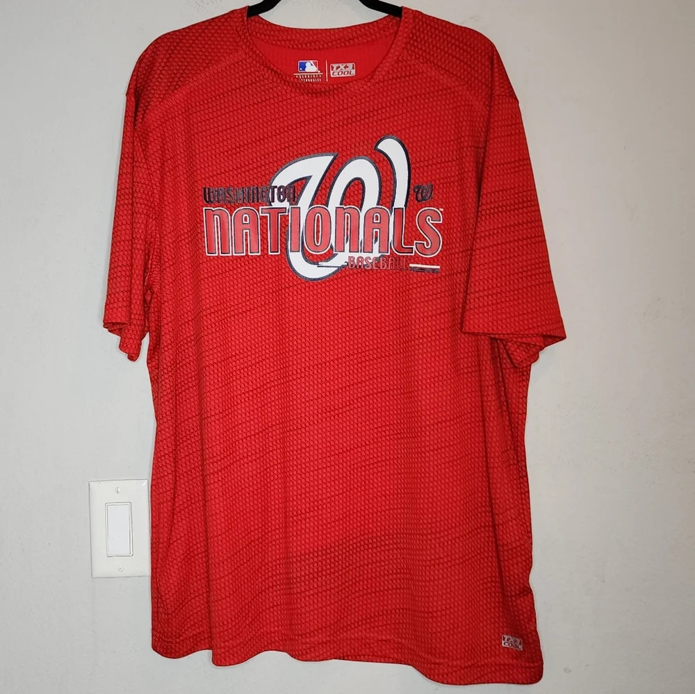 Washington Nationals MLB TX3 Cool Performance Red Crewneck Raglan Tee Size XL